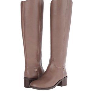 TORY BURCH Fulton Tall Riding Boots Smooth Topo Brown 55 mm
